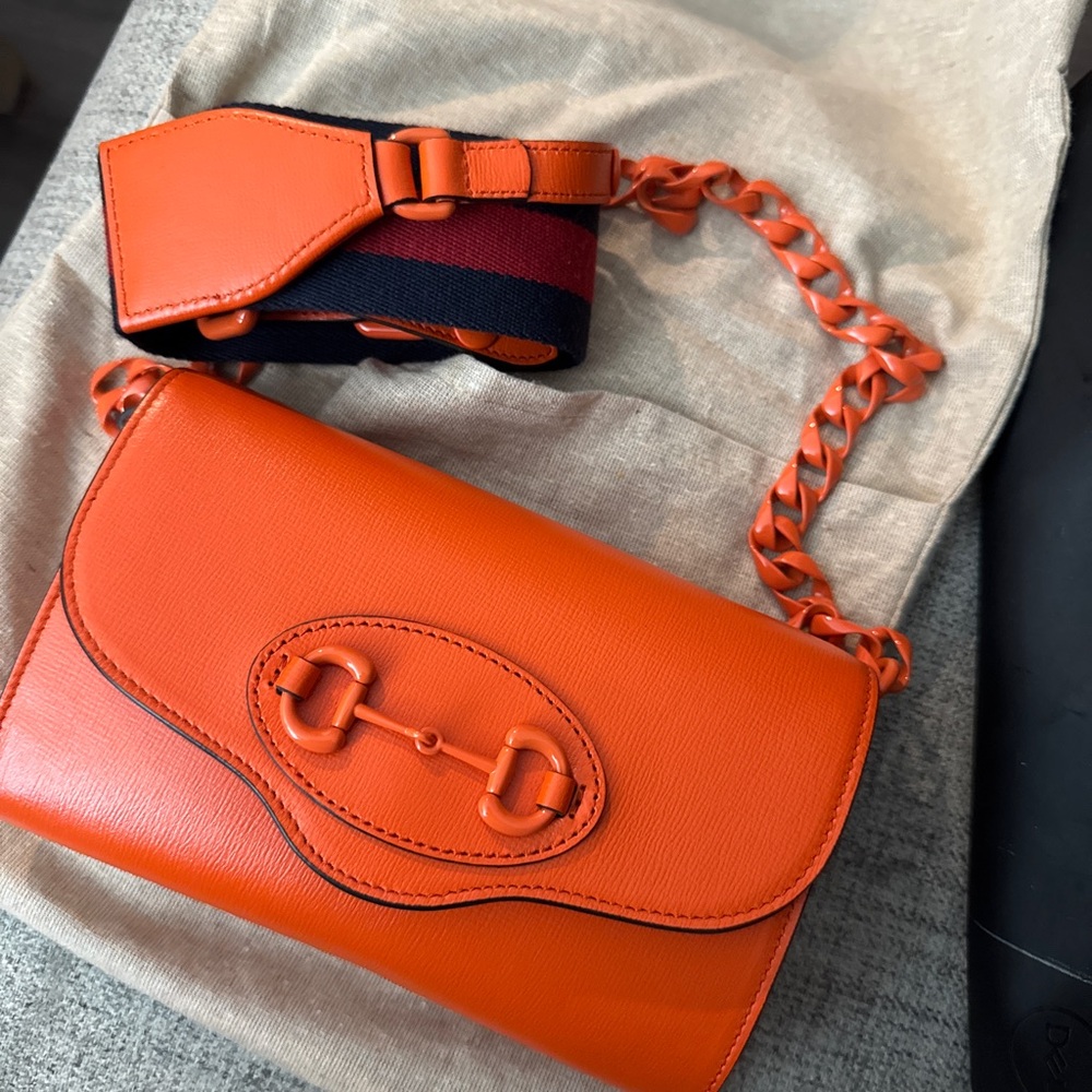 Gucci Orange Crossbody Bag with Chain Strap